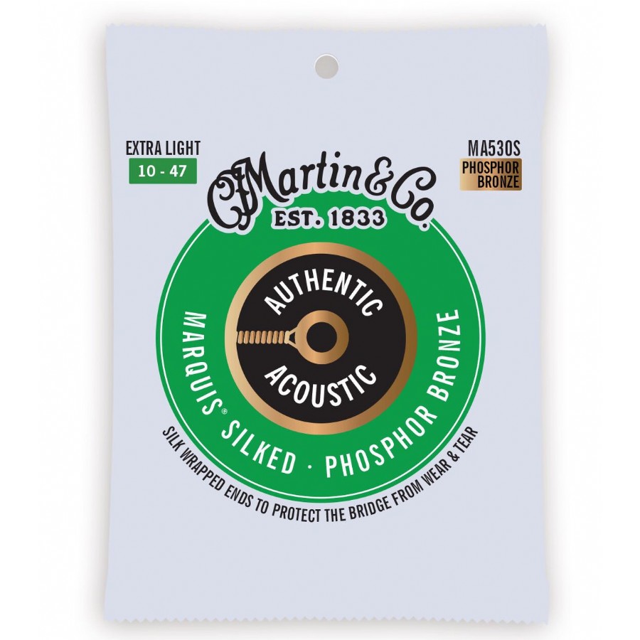 Martin MA530S Authentic Acoustic Marquis Silked Extra Light Takım Tel Akustik Gitar Teli 10-47