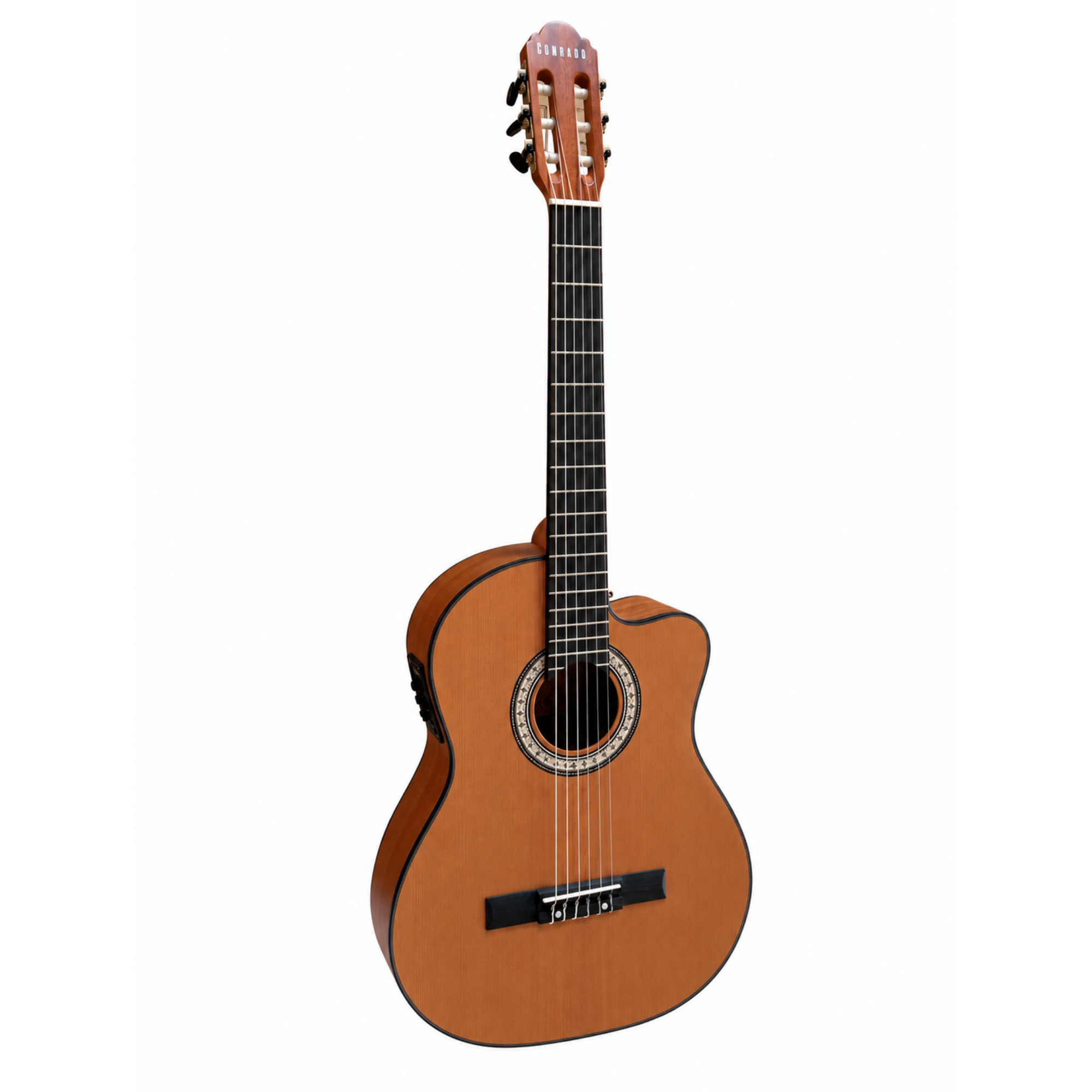 CONRADO CN-300CMEQ Mat Cila Masif Ağaç Cutaway Elektro Klasik Gitar